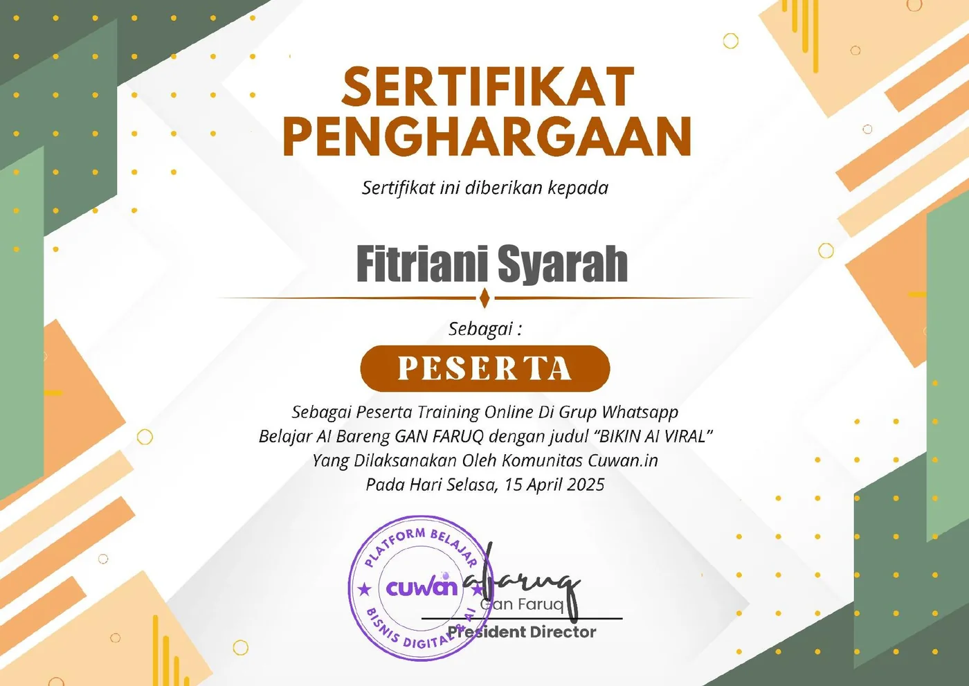 Sertifikat Bikin AI Viral